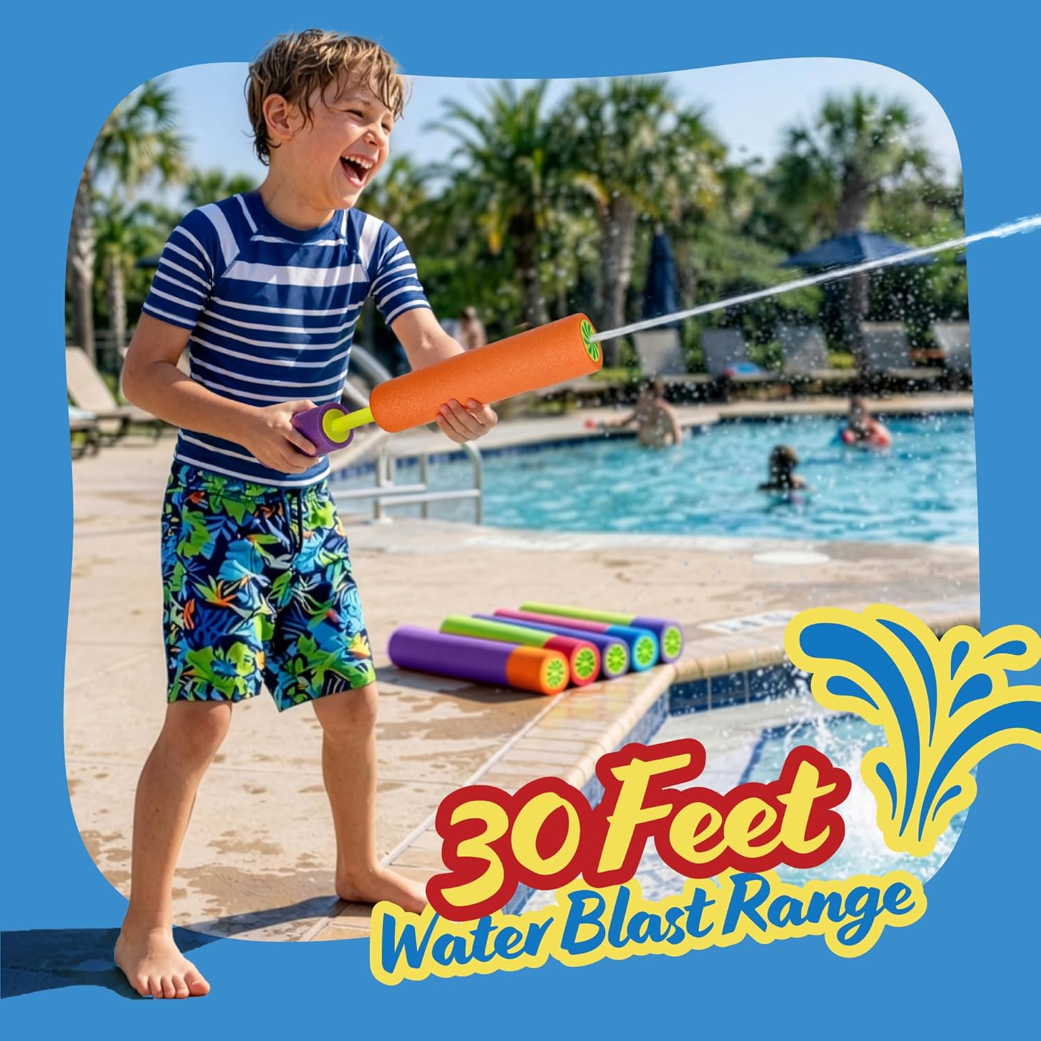 ArtCreativity Water Guns for Kids - 6 Pack - Swimming Pool Toys Water Squirter Gun - Fun Foam Water Blaster Pool Game Toys - Summer Beach Party Outdoor Activities for Kids Ages 4-8, 6-8, 8-10, 8-12 - Image 4