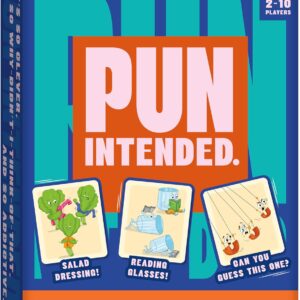 Gouda Games Pun Intended – Hilarious Picture Guessing Card Game for Families & Adults, Fast-Paced Wordplay Fun, Gifts for Pun & Game Lovers, 2-10 Players
