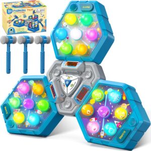 Whack Game Mole, Game 3+ Year Old, 3 Year Old Boy, 4 Year Old Toy, Gift for 3 Year Old, Boys Toys Age 4-6, 3-Players Whack Toy with 3 Modes, 7 Speeds, Light&Sounds, Birthday Gift for Todder(Blue)