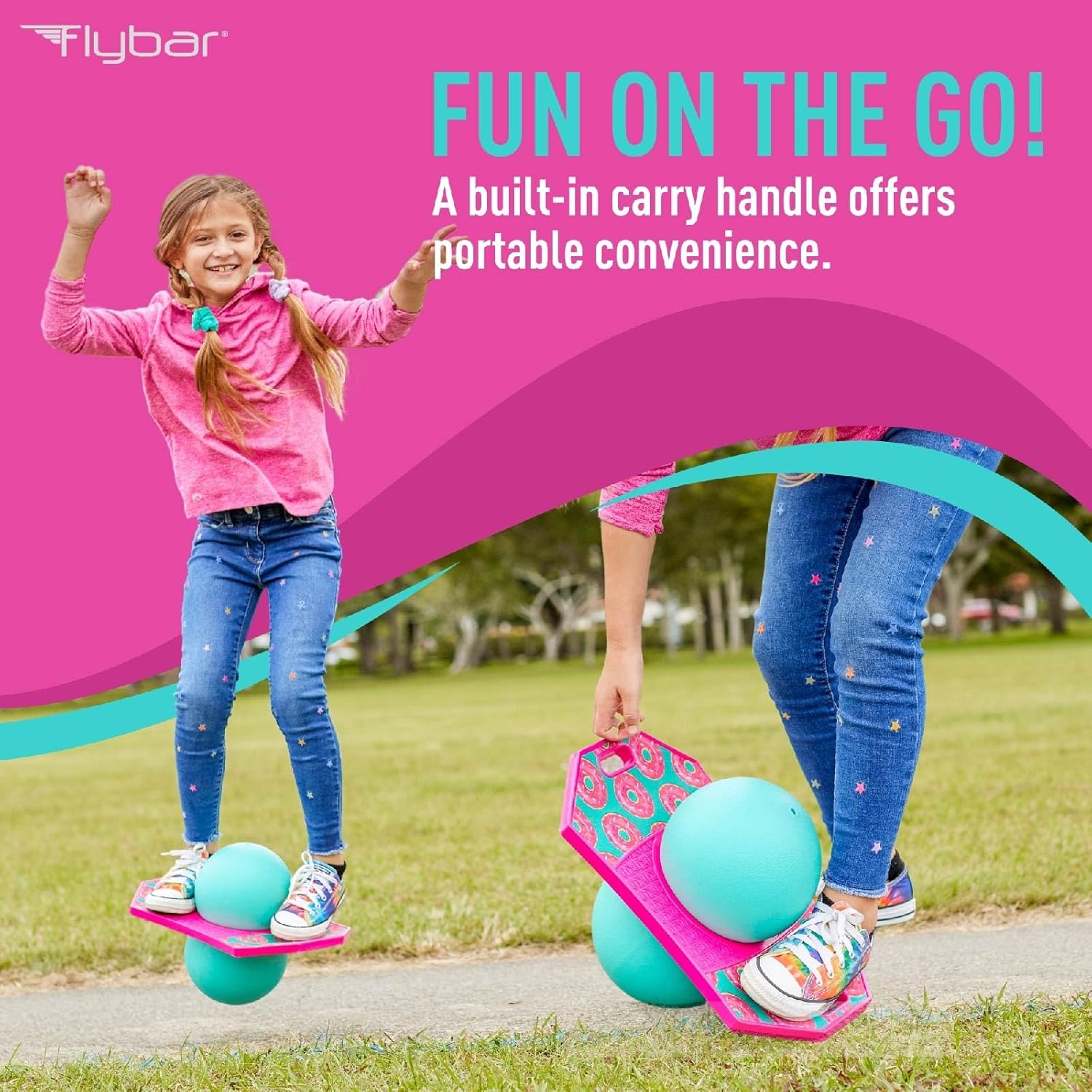 Flybar Pogo Trick Ball for Kids – Balance Bounce Board with Anti-Slip Deck – Pump Included - Indoor & Outdoor Toys for Boys and Girls Fun Way to Reduce Screen Time Supports up to 160 lbs – Ages 6+ - Image 2