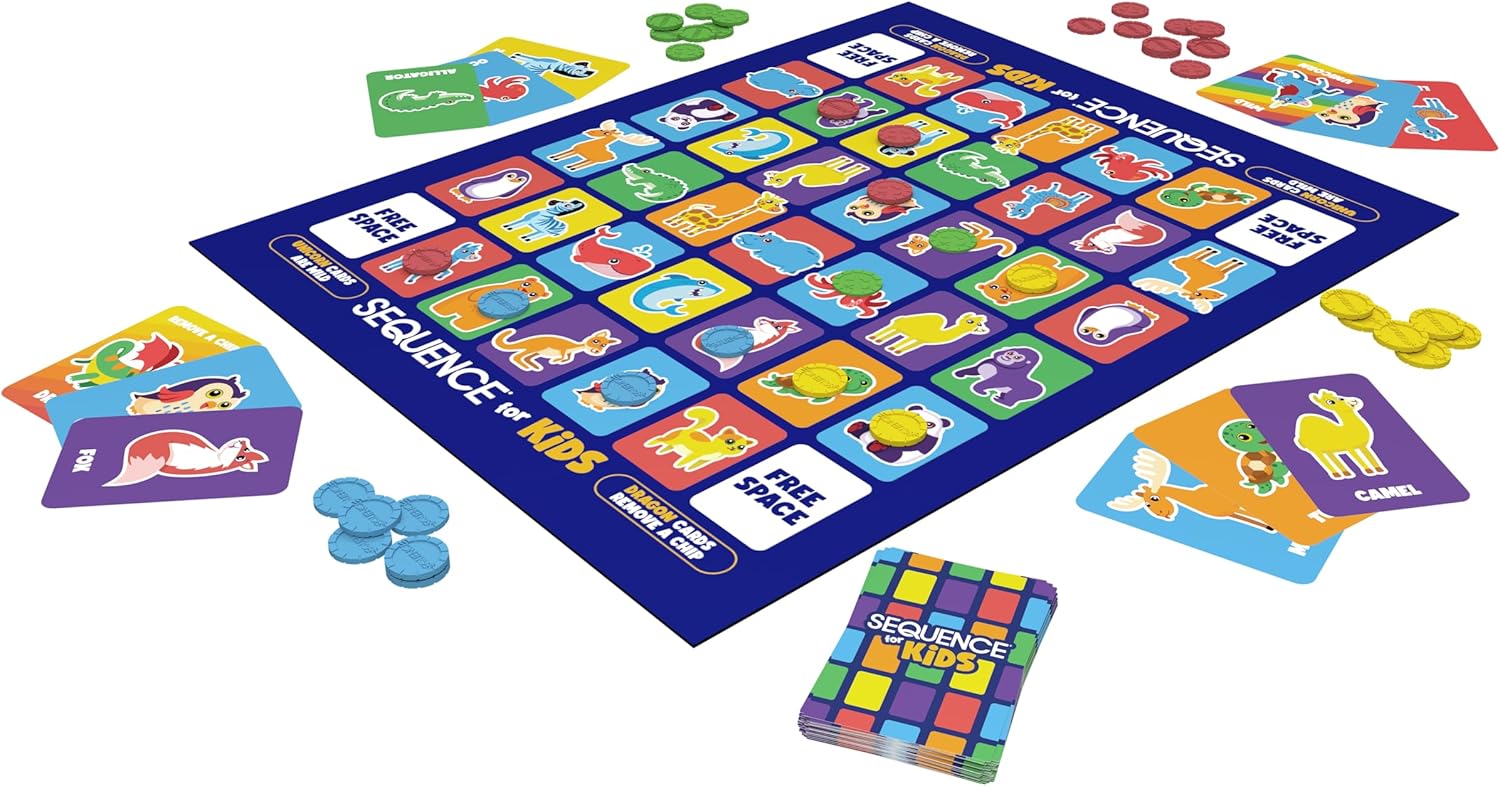 Jax SEQUENCE for Kids -- The 'No Reading Required' Strategy Game by Jax and Goliath, Multi Color, 11 inches (2-4 players) (Packaging May Vary) - Image 4