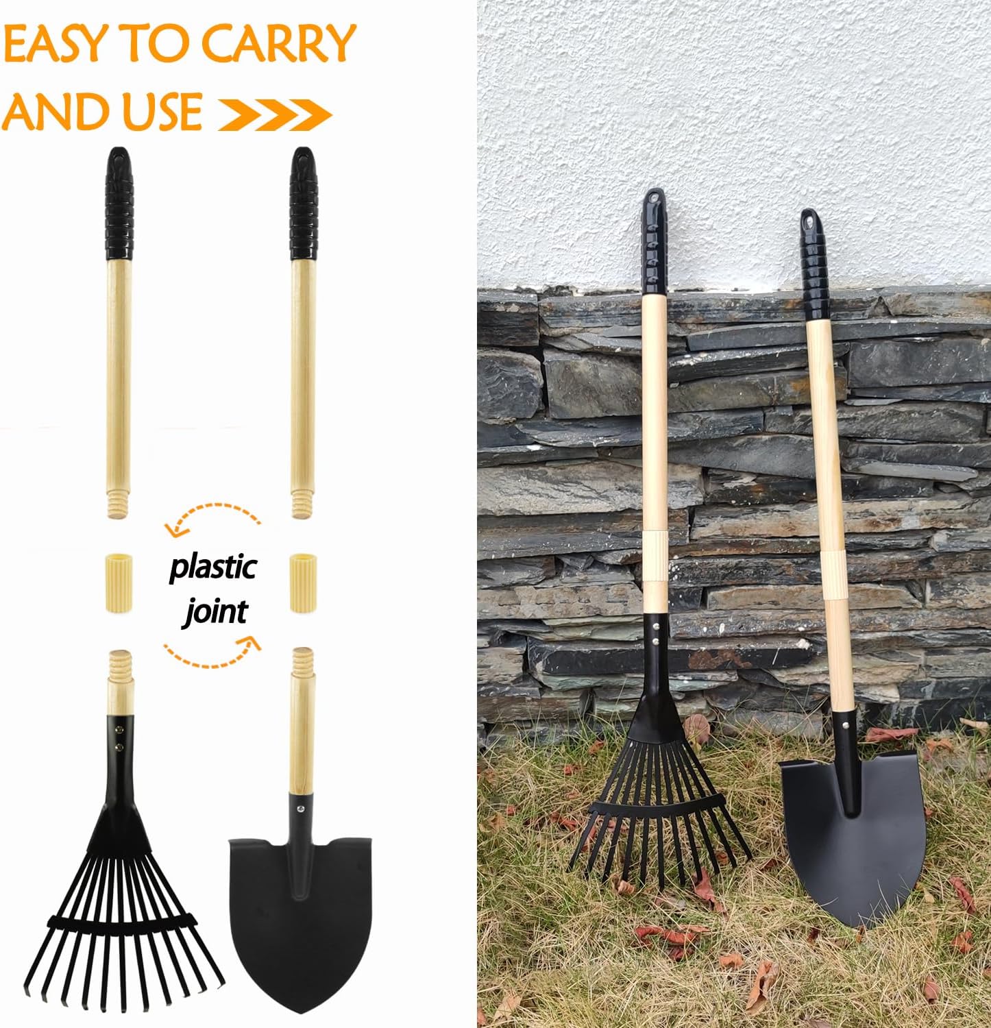Toddlers Rake & Shovel Set with Wheelbarrow, Kids Yard Tools for Digging, Gardening, Beach, Sandbox, Lawn, Camping, Summer Outdoor Garden Toys Gifts for Children Age 3-6 Years Old - Image 4