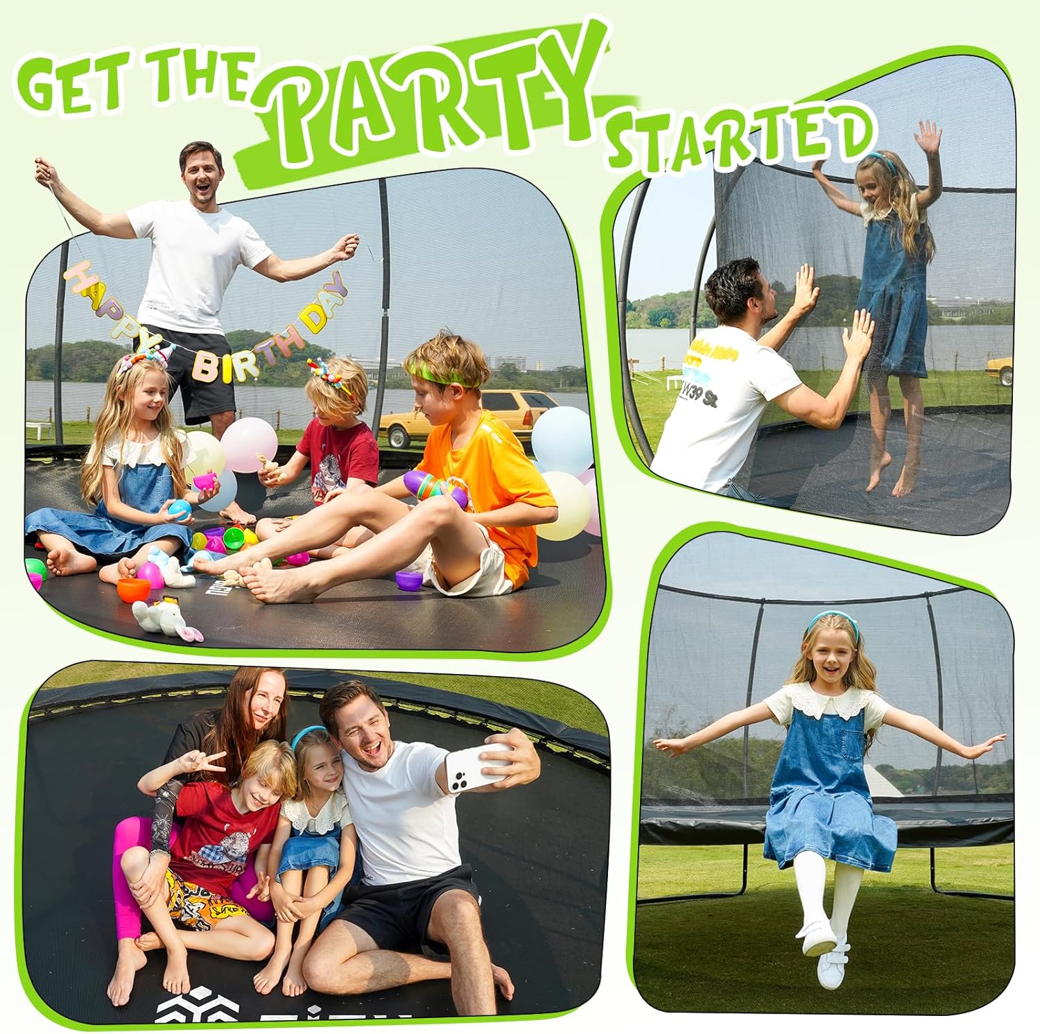 Gigu 10FT 12FT 14FT 15FT 16FT Recreational Trampolines with Enclosure Net and Ladder and Anti-Rust Coating, ASTM Approved Trampoline Outdoor for Kids and Adults Outdoor Yard Trampolines - Image 8