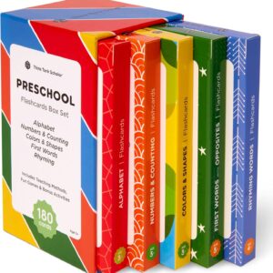 Award-Winning Flash Cards for Preschool & Kindergarten – 5-Deck Set, 180 Jumbo Cards – Learn Alphabet, Numbers, Colors, Shapes, First Words, Opposites & Rhyming – for Kids Ages 2–5