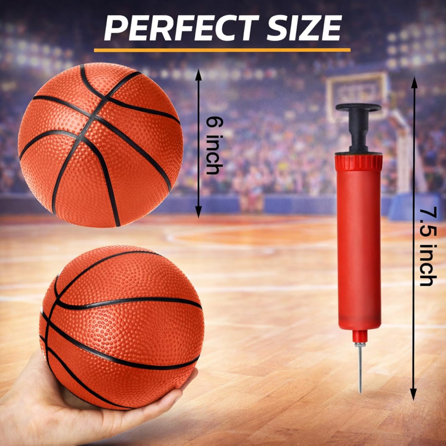 4 Pack Mini Basketballs for Mini Hoops, 6 Inch Inflatable PVC Basketball Balls with Pump & Needle, Rubber-Like Textured Grip, Indoor Outdoor Replacement Balls for Door, Pop-A-Shot & Trampoline Hoops - Image 4