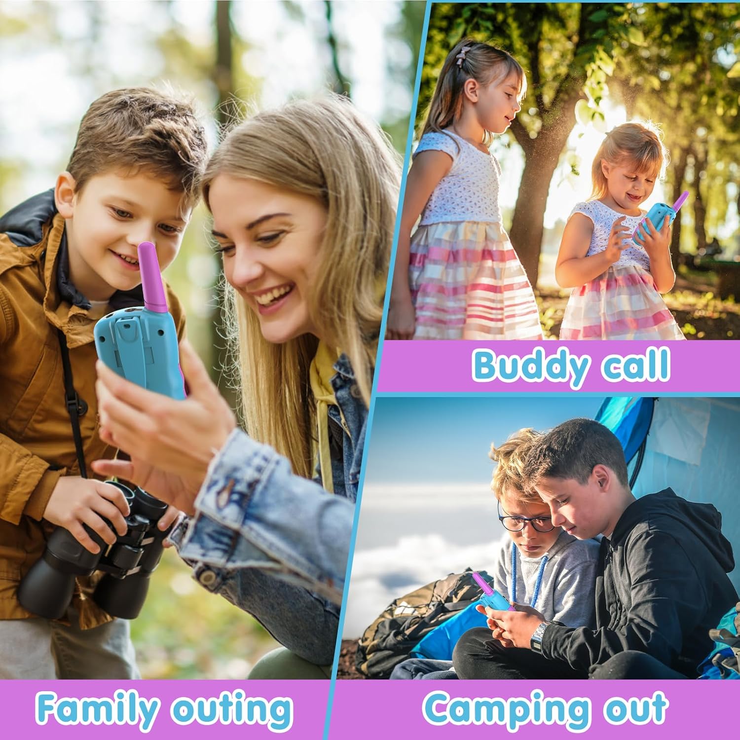 Selieve Toys for 3-14 Year Old Children's, Walkie Talkies for Kids 22 Channels 2 Way Radio Toy with Backlit LCD Flashlight, 3 Miles Range for Outside, Camping, Hiking Purple - Image 4