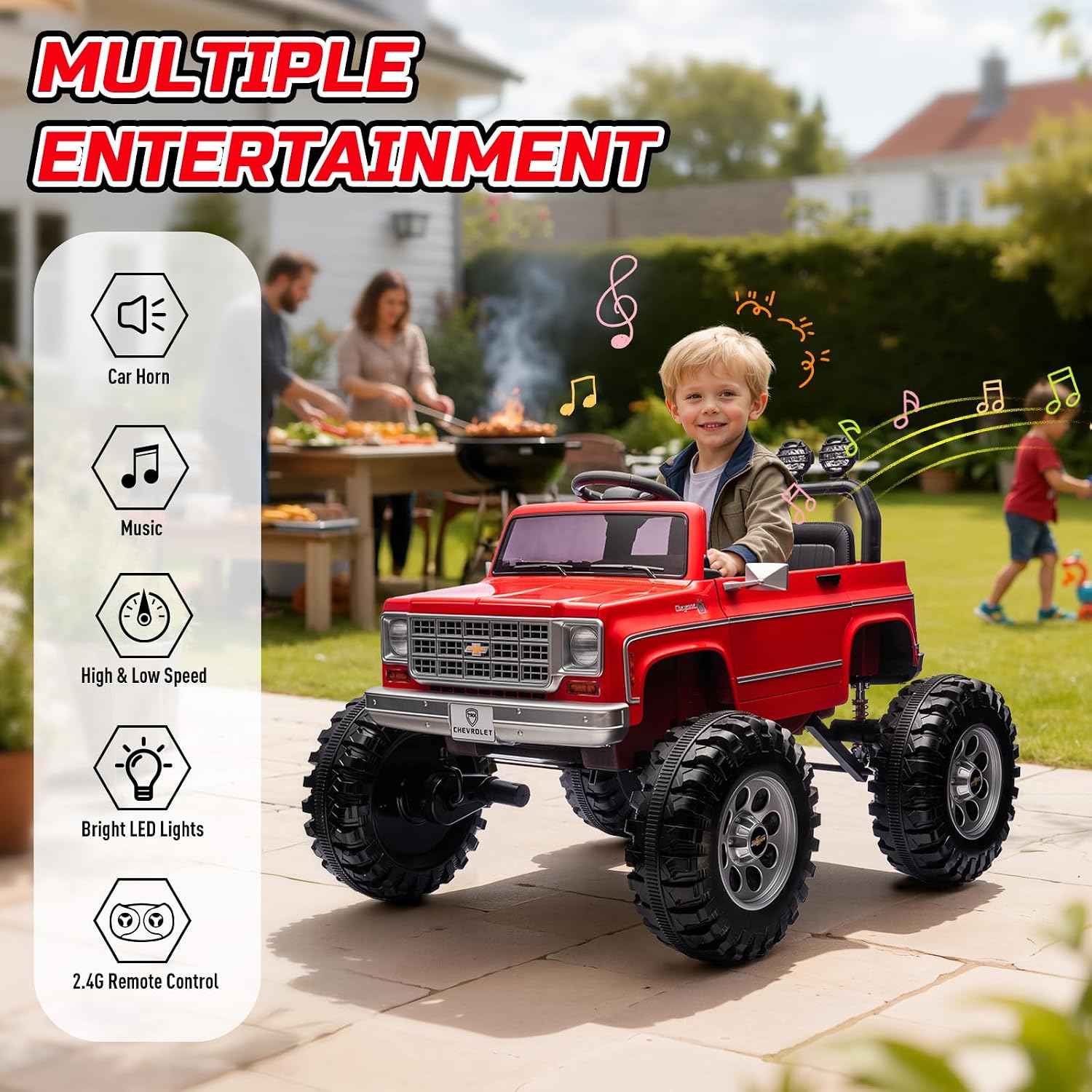 24V Ride on Car, Licensed Cheyenne Truck w/2X200W Motor, 24 Volt Ride on Toys Power Big Wheels for Big Kids,Remote Control Music,Red - Image 4