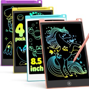 TECJOE 4 Pack LCD Writing Tablet, 8.5 Inch Colorful Drawing Board, Kids Travel Games Activity Learning Toys, Birthday Gifts for 3-8 Year Old Boys Girls Toddlers Preschooler