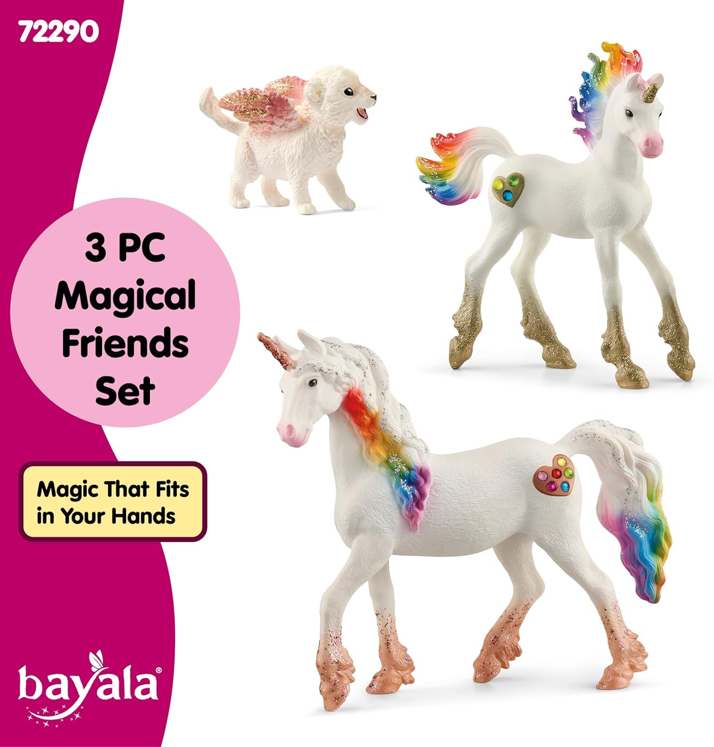 Schleich Bayala - 3 PC Rainbow Unicorn & Flying Lion Magical Playset - Fantasy Animal Toys for Imaginative Play - Cute Unicorn Figurines for Girls and Boys - Kids 5+ | 72291 - Image 7