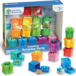 Learning Resources Counting Surprise Party – Toddler Montessori Toys, Stacking Preschool Activities, Matching Color Game, Homeschool, Fine Motor Skills, Gifts For Boys And Girls, Manipulatives