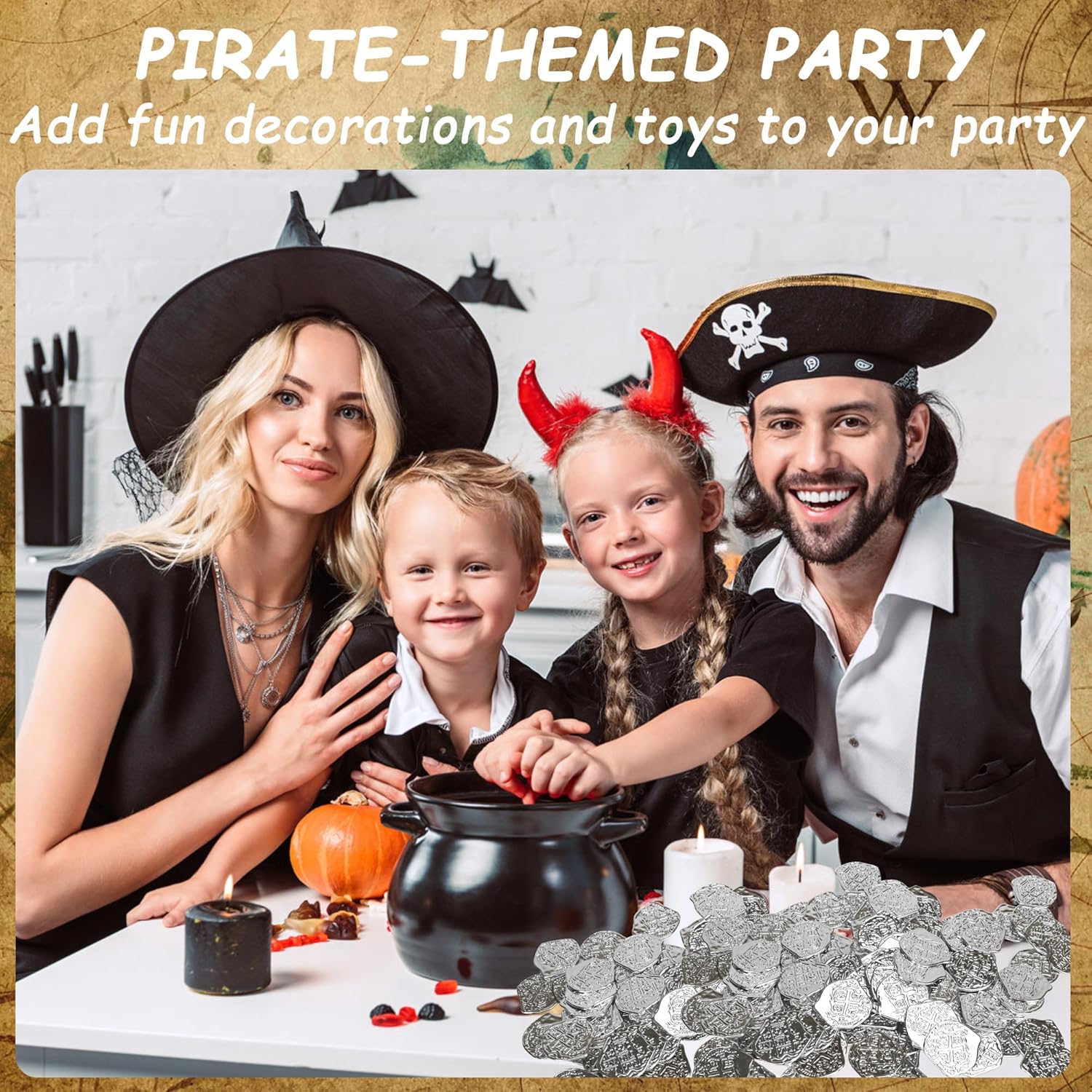 100 PCS Silver Plastic Play Treasure Coins for Pirate Party - St. Patrick's Fake Kids Toy Tokens - Irregular Silver - Image 4