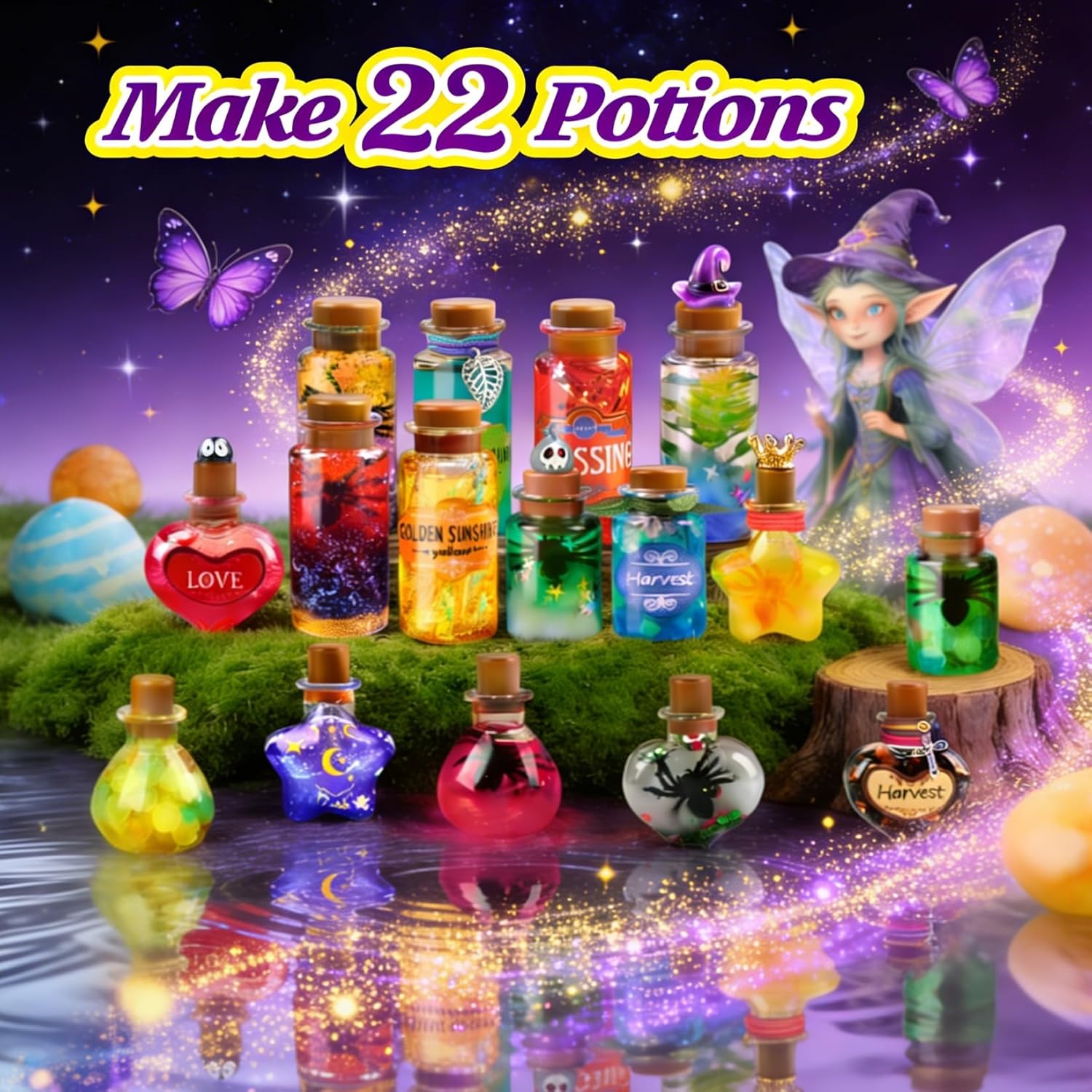 Easter Potion Magic Kit For Kids, 22 Magic Fairy Arts And Crafts Kit Potion Bottles Toys For Girls 6-12 Year Old Christmas Birthday Gifts Decorations School Family Craft Activities Party Favors - Image 3