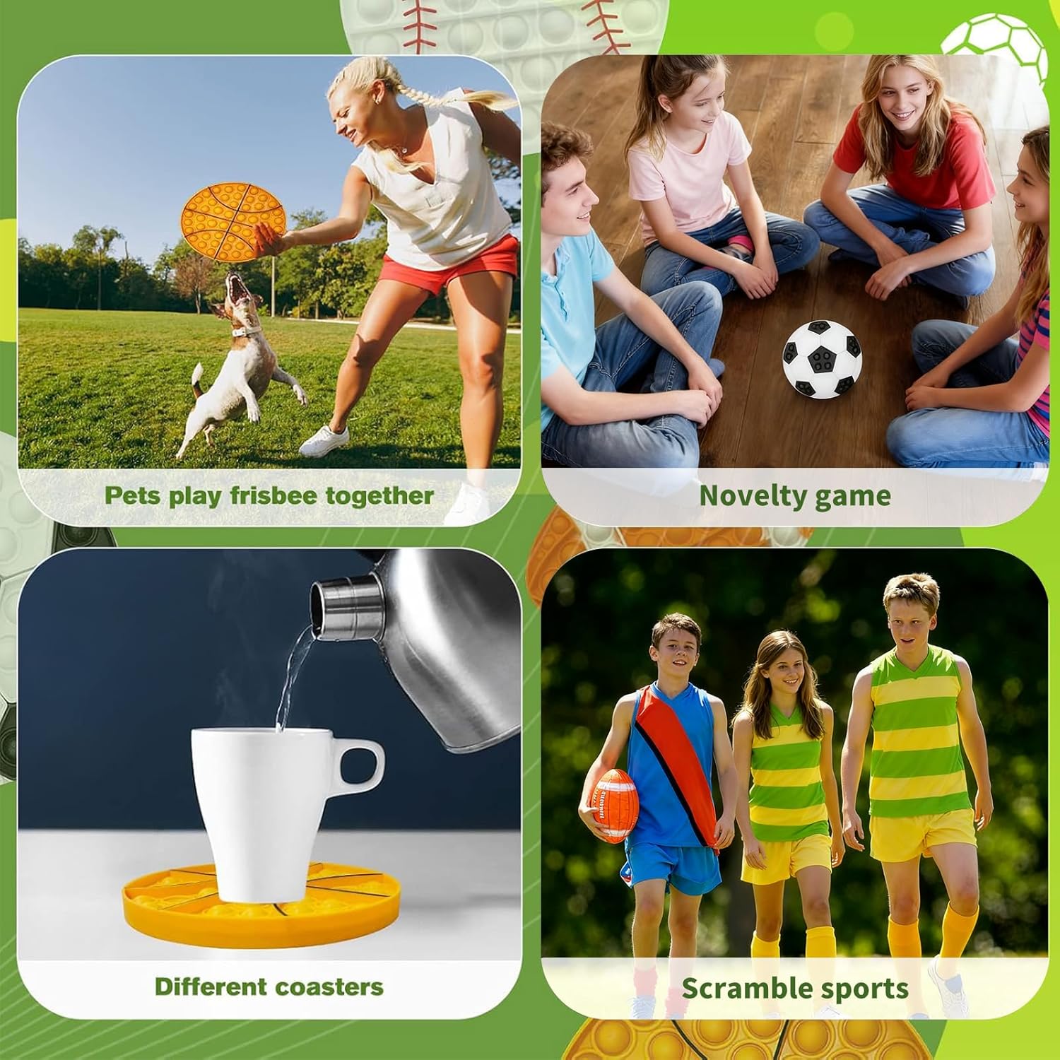 4 Pcs Fidget Toys, Sports Push Bubble Pop Fidget Sensory Toy Football Basketball Baseball Rugby, Squeeze Toys Set for ADHD Autism Stress Relief Toy Gift - Image 5