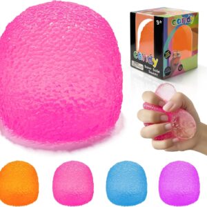 Stress Balls-Gumdrop Squishy Stress for Kids and Adults, Super Solid Squeeze Ball, Sensory for Stress Relief, Birthday, Easter Basket Stuffers and Party Favors(Pink)