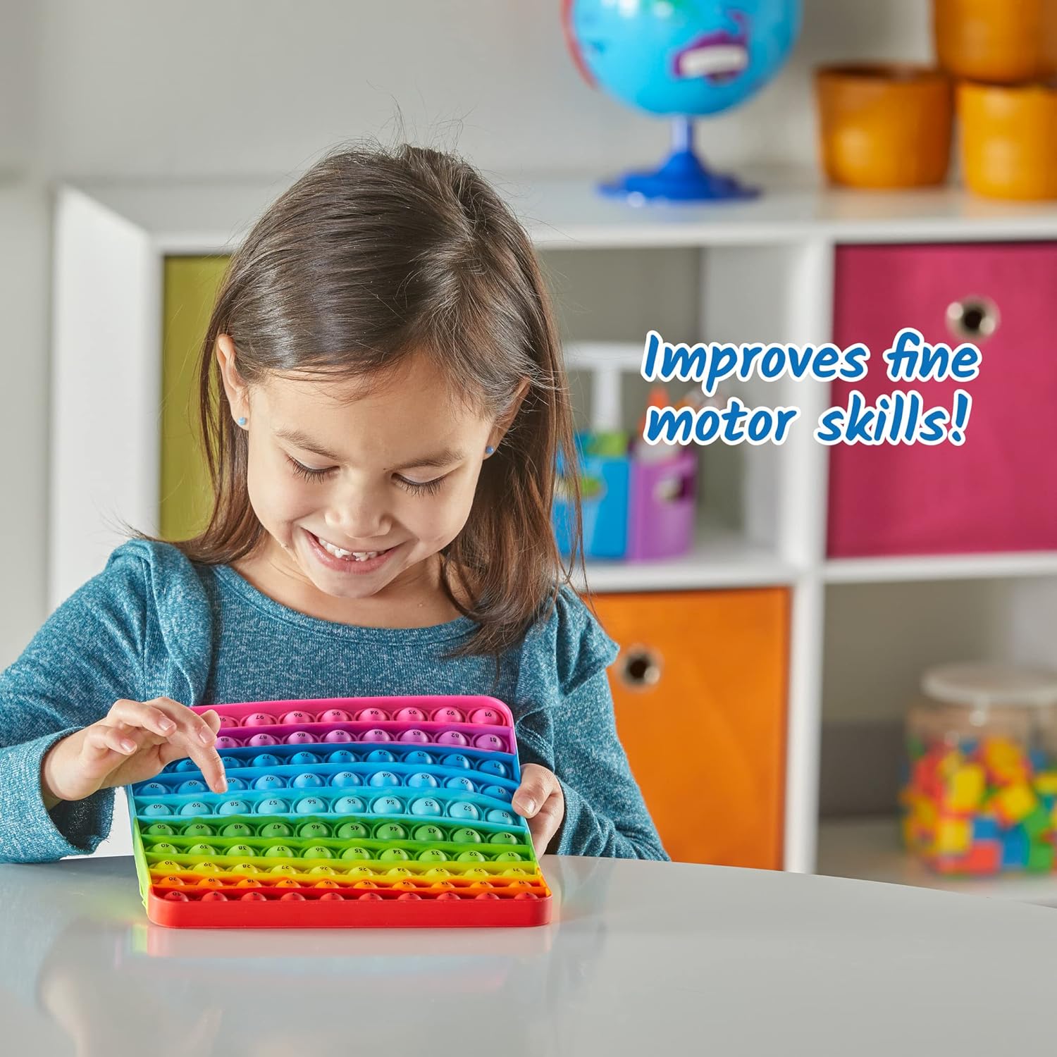 hand2mind Hundred Board Sensory Bubble Popper, Pop Fidget Toys for Kids, Multiplication Board, Math Manipulatives Kindergarten, Fine Motor Toys, Fidgets for Classroom, Calm Down Corner Supplies - Image 5