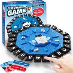 Word Game Family Board Games for Kids & Adults with 2 Modes,220 Topic Categories 24 Letters Pressing Games,Fun Fast-Paced Learning Game with English Pronunciation for Boys Girls Age 3+,35 Cards,Blue