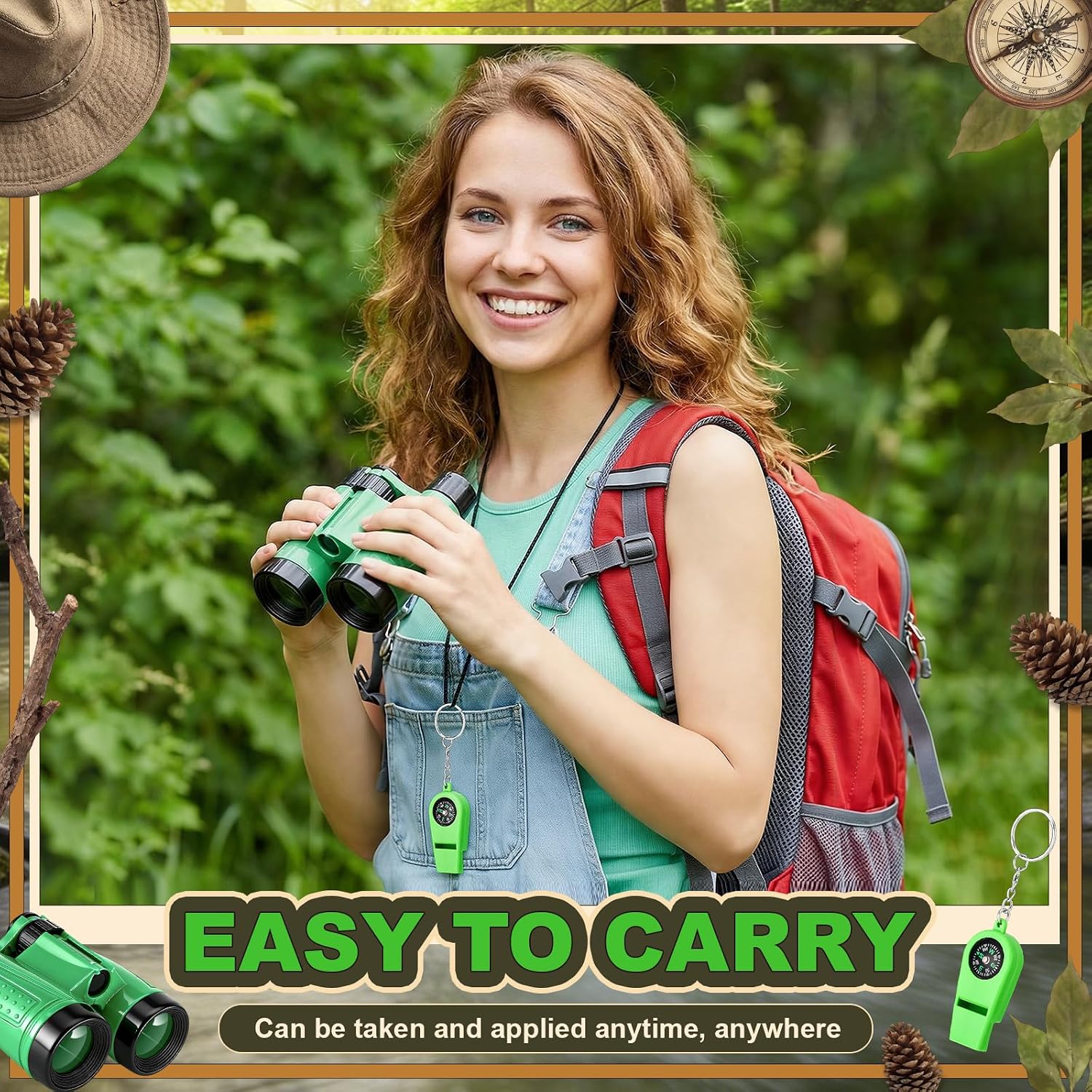 Sabary 12 Set 72 Pcs Explorer Kit Bug Catching Kit for Outdoor with Binoculars, Butterfly Net, Magnifying Glass, Compass Whistle, Tweezers and Observation Box for Outdoor Hiking Wilderness Adventure - Image 6