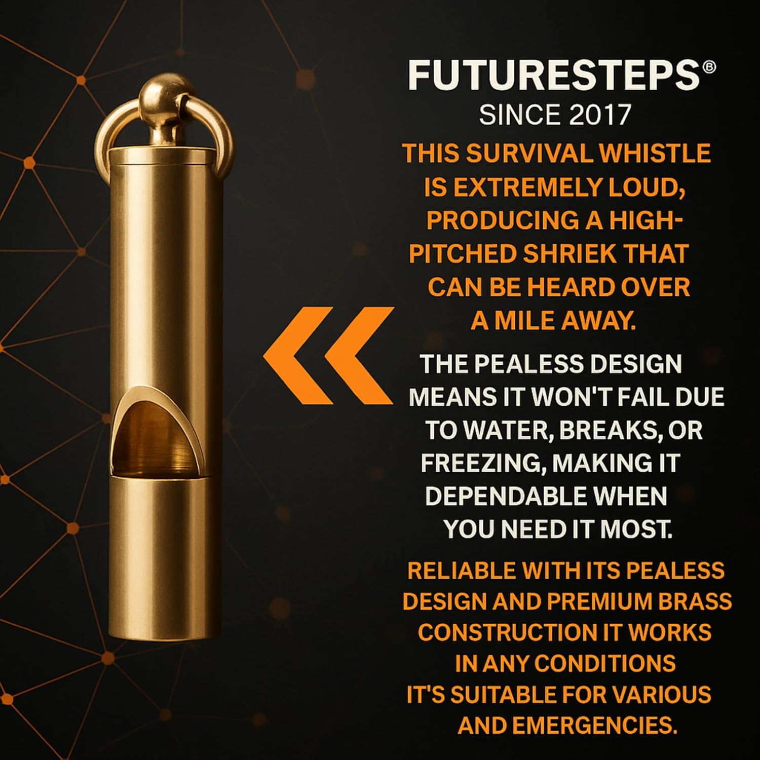 Loudest Brass Whistle — The Original 2-Inch Premium Emergency Whistle 125db+ One Piece Outdoor Survival Whistle On Key-Chain or Hang Around Your Neck and Carry it Anywhere! - Image 9