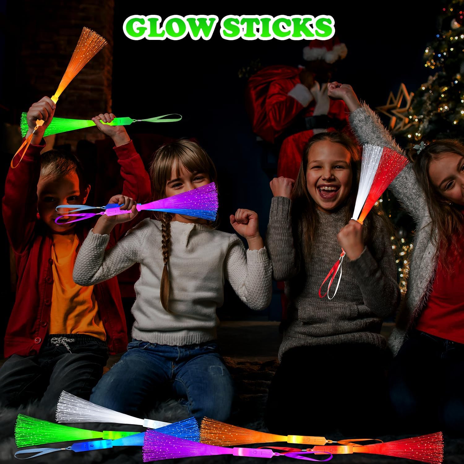 6 Pack Glow Sticks Toys Party Favors Supplies for Kids, Light Up Camping Essentials Games Fiber Optic Wand Sparklers Fireworks for Toddlers, Neon Accessories Decorations for Basket, Wedding, Birthday - Image 2
