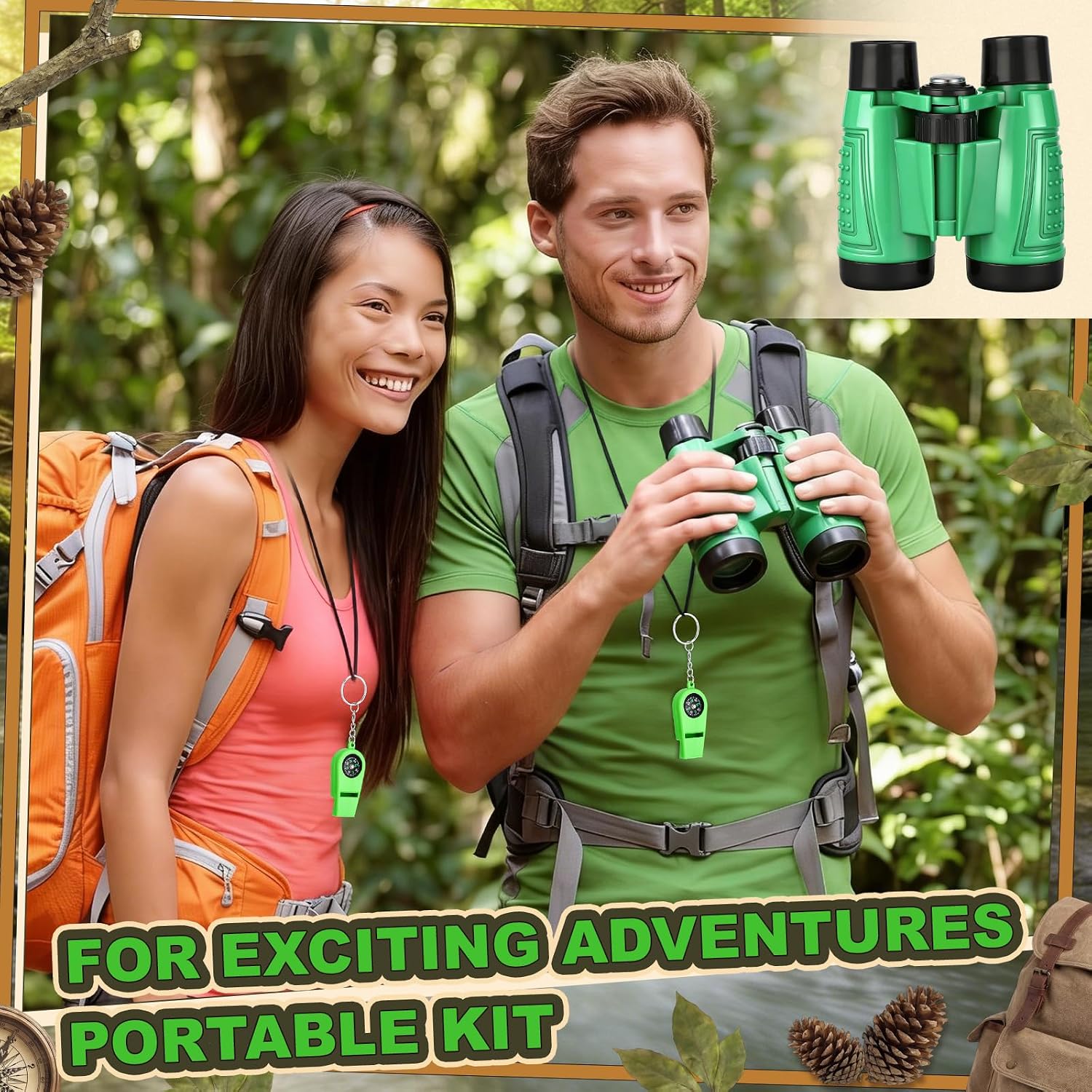 Sabary 12 Set 72 Pcs Explorer Kit Bug Catching Kit for Outdoor with Binoculars, Butterfly Net, Magnifying Glass, Compass Whistle, Tweezers and Observation Box for Outdoor Hiking Wilderness Adventure - Image 4