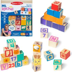 Melissa & Doug Ms. Rachel Letter, Number, and Game Wooden Learning Blocks with Activity Cards for Girls and Boys Toddlers Ages 18 Months+ – FSC Certified