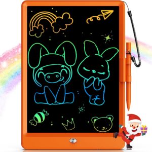 Bravokids LCD Writing Tablet for 3-8 Year Olds – 10 Inch Doodle Board Electronic Drawing Pad, Educational Gift for Kids (Orange)