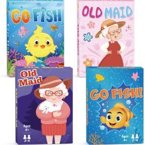 Kids Card Games,Go Fish,Old Maid Card Game,Go Fish Card Games for Kids Ages 4-8,Fun Classic Kid Toddlers Games for Family Game Night Party Travel Preschool Classroom,Stocking Stuffers Gifts,4 Decks