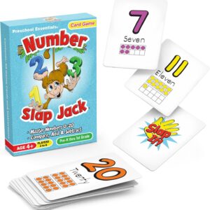 Number Slap Jack a Math Card Game for Kids Ages 4 and Up | The Easy Way to Learn Numbers 0-20 | 4 Fun Ways to Play | Featuring Ten Frames and Operator Cards ,+,-,= | PreK – 1st Grade