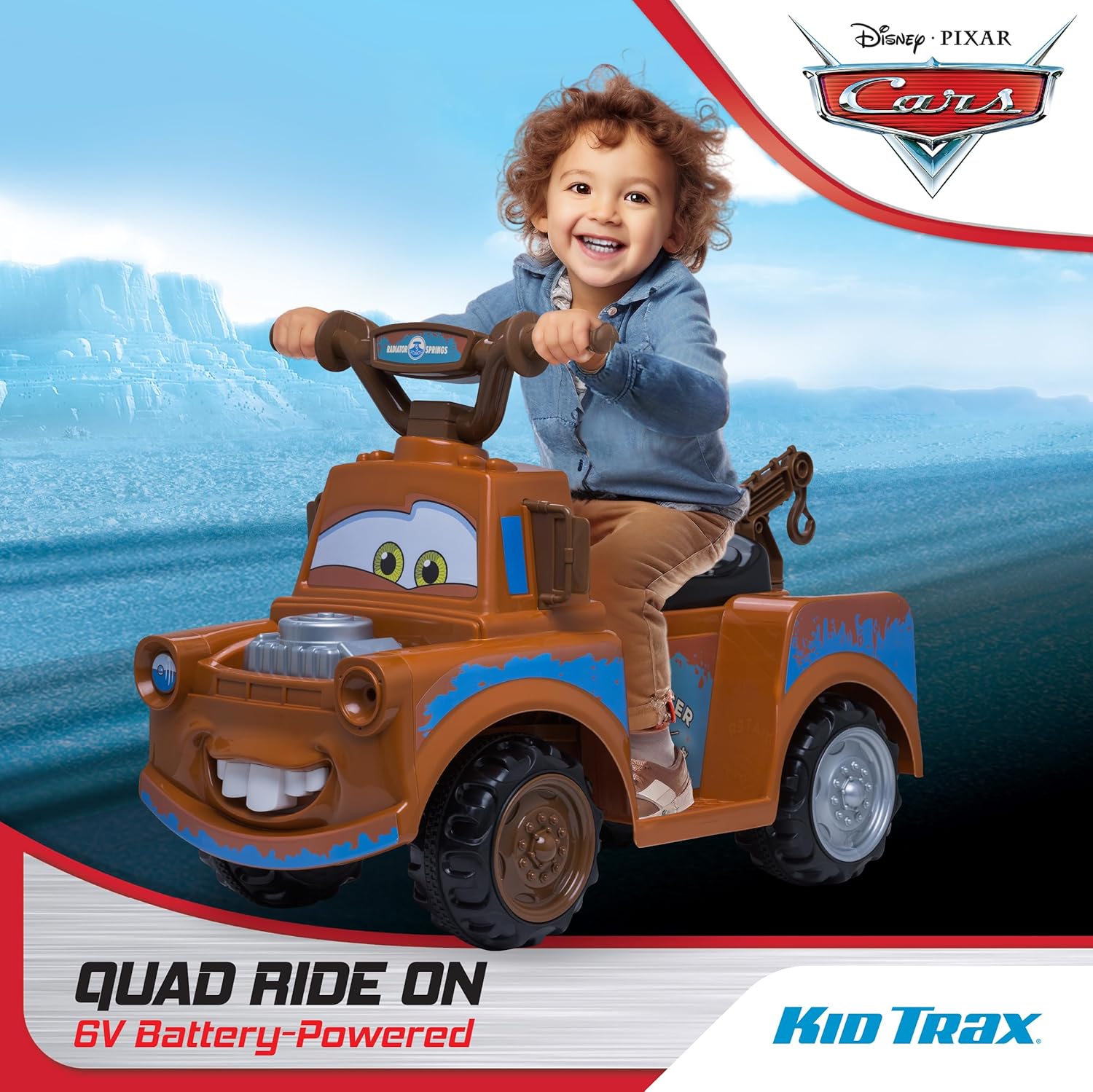 Kid Trax Toddler Disney Cars 3 Tow-Mater Electric Quad Ride-On, Kids 1.5-3 Years Old, 6 Volt Battery and Charger Included, Max Weight 45 lbs, Tow-Mater brown - Image 2