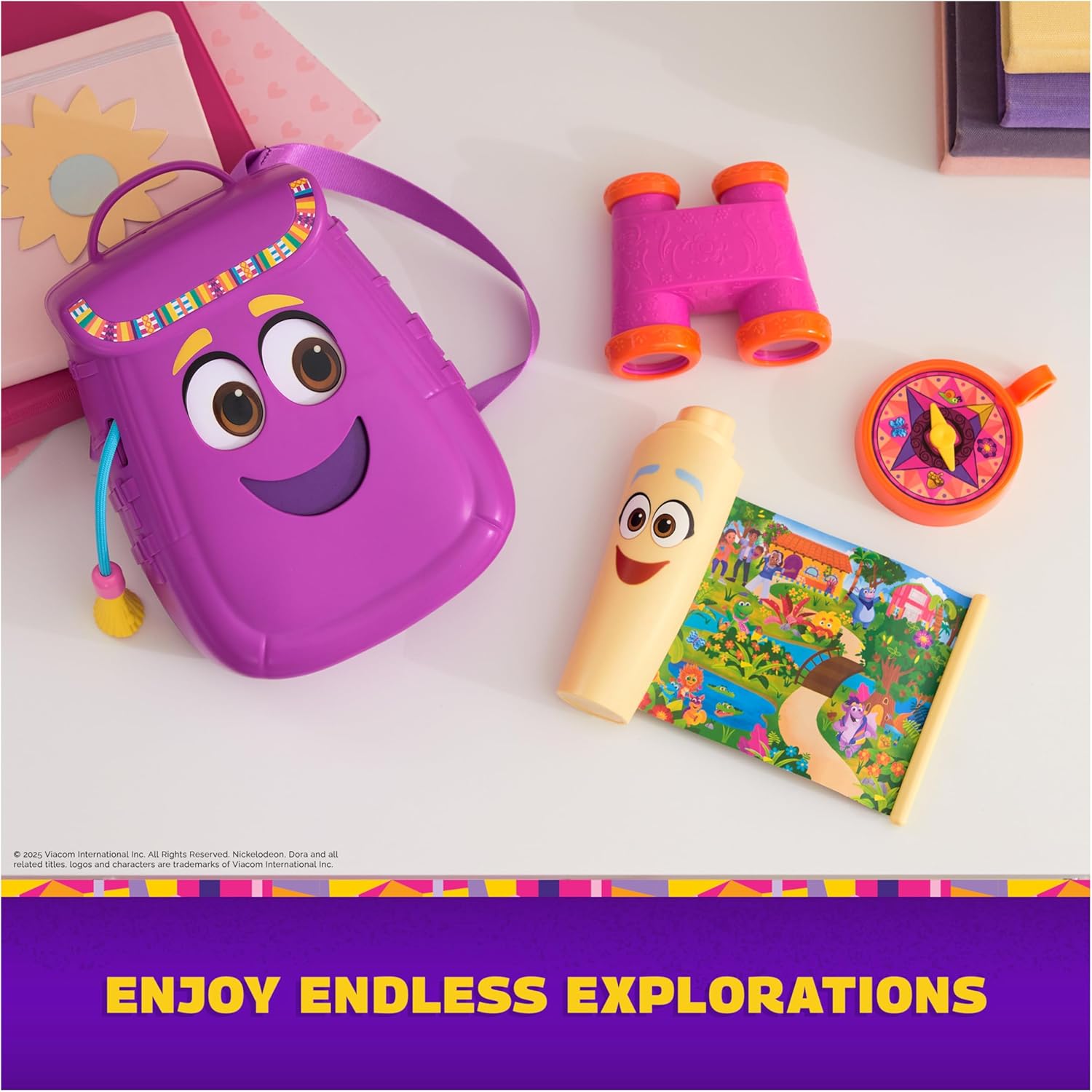 Dora, My Adventure Backpack, with Explorer Accessories‚ Toy Binoculars, Map & Compass, Kids Toys for Girls & Boys Ages 3 & Up - Image 9