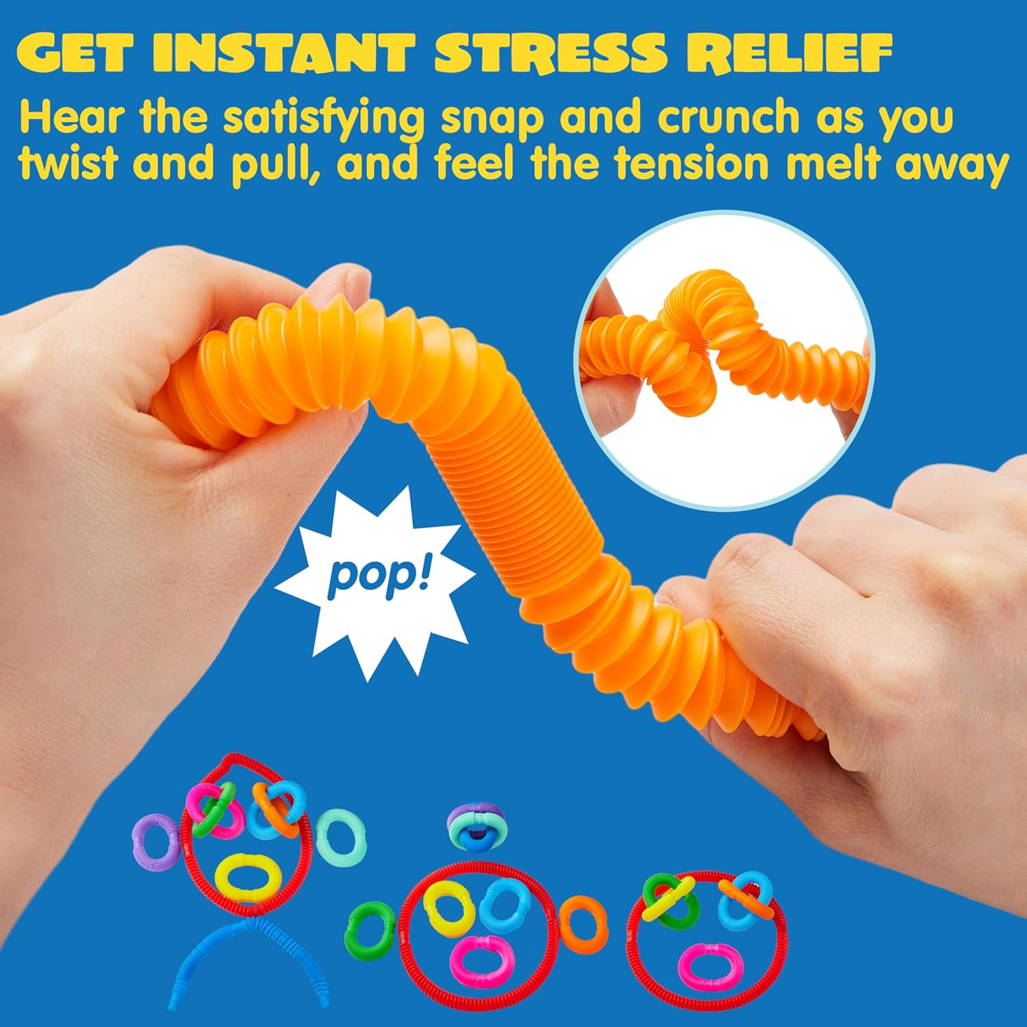 JOYIN 18 Pack Pop Tubes, Sensory Toys (Small) Fidget Toys Party Favors - 9 Colors, Creativity Learning & Fun for Kids - Perfect for Prizes Goodie Bags, Classroom School Reward - Image 2