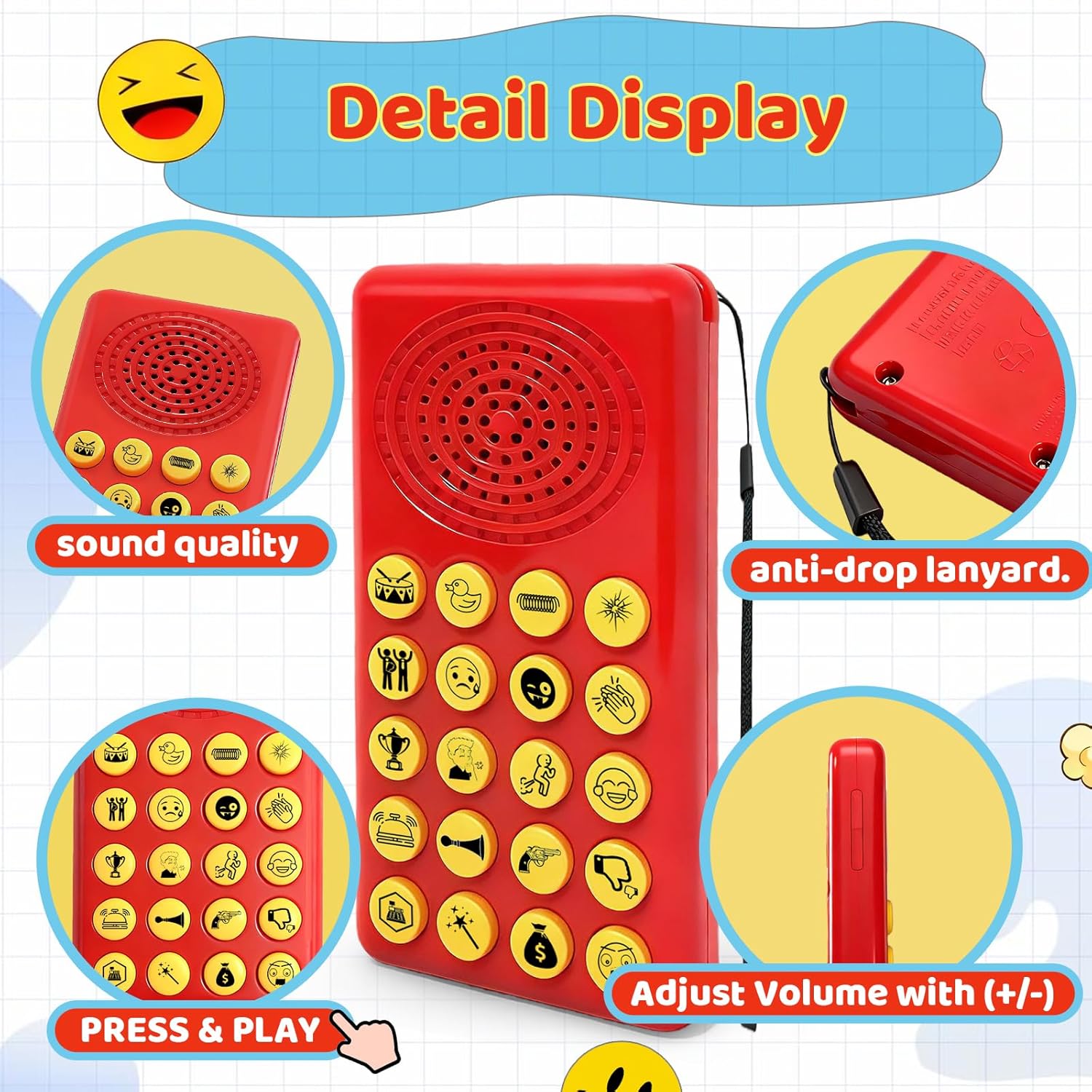Sound Effects Machine - Noise Maker for Kids - 20 Funny Sounds with Volume Control - Portable Electronic Sound Maker for Party, Game Night and Family Fun - Image 3