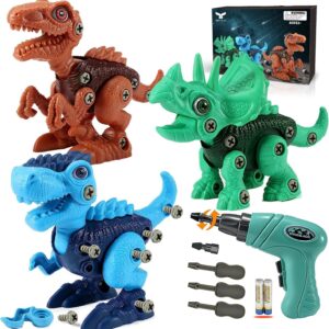 Dinosaur STEM Toys for Kids 3-5, Take Apart Dinosaur Toys with Electric Drill, Educational Building Toy & Construction Set, DIY Christmas Birthday Gifts for 3 4 5 6 7 8 Years Old Boys and Girls