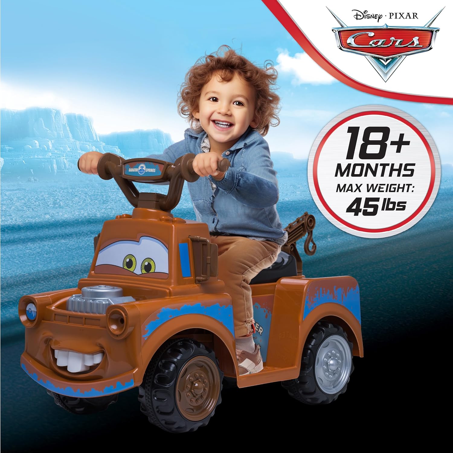 Kid Trax Toddler Disney Cars 3 Tow-Mater Electric Quad Ride-On, Kids 1.5-3 Years Old, 6 Volt Battery and Charger Included, Max Weight 45 lbs, Tow-Mater brown - Image 3