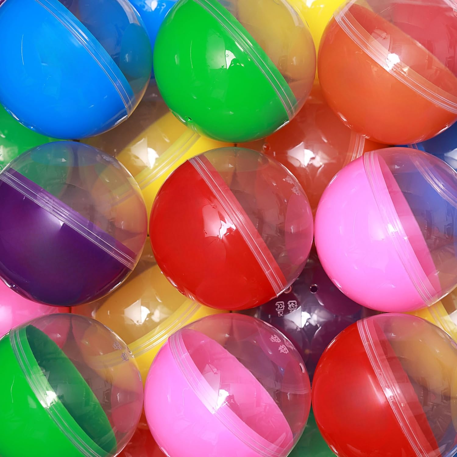 Entervending Vending Machine Capsules - 3" Empty Plastic Capsules - Toy Capsule - 14 Round Large Easter Eggs - Bath Bombs Molds - Party Favors Pinata Stuffers DIY Craft Supplies
