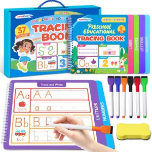 Preschool Learning Activities – Toddler Handwriting Practice and Tracing Books for Kids Ages 3-5, Montessori Busy Book, ABC Letter Number Workbooks, Autism Educational Gift for Boys and Girls