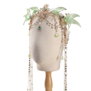 FRESHME Renfaire Butterfly Fairy Elf Crown – Elf Headpiece with Green Butterfly Wings Elven Tiara with Tassel Elven Headband Wedding Renaissance Cosplay Halloween Fantasy Accessories for Women Adult