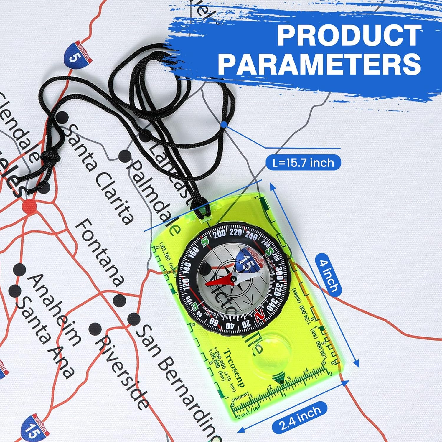 Multifunctional Waterproof Orienteering Compass Mini Portable Survival Compass for Map Reading, Hiking, Camping, Backpacking, Perfect Outdoor Scout Gifts for Kids, Orange - Image 2