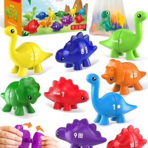 Number Dinosaur Toys for Kids 3-5, Montessori Educational Toys for 3 4 5 Year Old Boy Girl Gifts, Toddler Dino Travel Toy Preschool Learning Activities, Double Sided Dinosaurs Numbers Matching Game