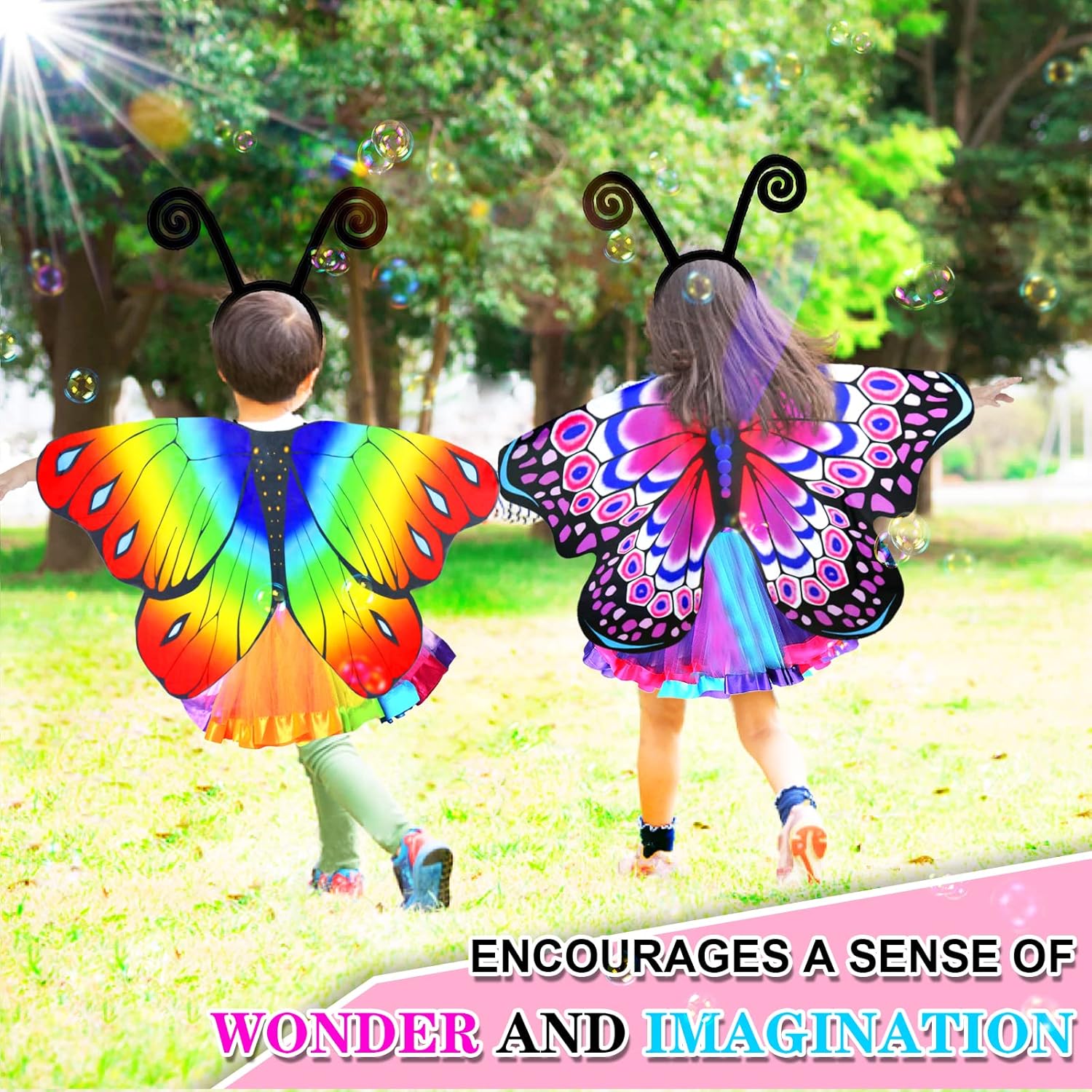 Kids Fairy-Butterfly-Wings-Costume for Girls Toddler Dress-Up Clothes Tutu Antenna Mask Halloween Gifts Party Toys - Image 5