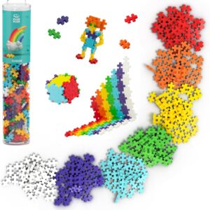 PLUS PLUS 240 Piece Rainbow Mix Tube – Mini Interlocking Building Blocks Set, Stem Toys for Kids – Sensory Bin Fillers/Math Manipulatives Classroom Must Haves Gifts for Boys & Girls