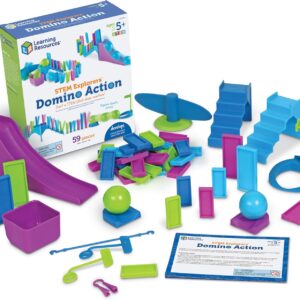 Learning Resources STEM Explorers Domino Action – 59 Pieces, Age 5+ STEM Toys for Kids, Domino for Kids