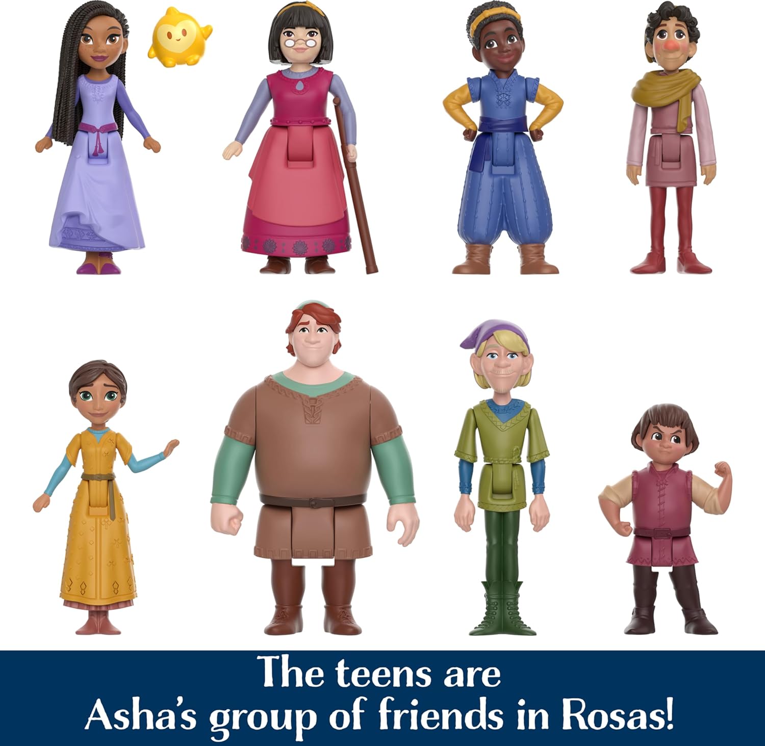 Mattel Disney Wish Toys, The Teens Mini Doll Set, 8 Posable Dolls & Star Figure, Signature Outfits Inspired by the Movie - Image 3