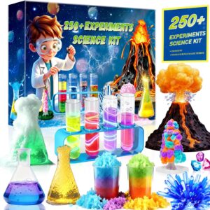 250+ Experiments Science Kits for Kids, STEM Activities Educational Science Kits Gifts with Chemistry Set, Erupting Volcano and Growing Crystal Tree (Science kit with 250+ Experiments)