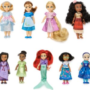 Disney Store Official Once Upon a Story Collection Mini Doll Gift Set – 9 Collectible Disney Princess Dolls: Cinderella, Ariel, Belle, Tiana, Rapunzel, Elsa, Moana, Mirabel & Asha – 5 Inch Mini Toys