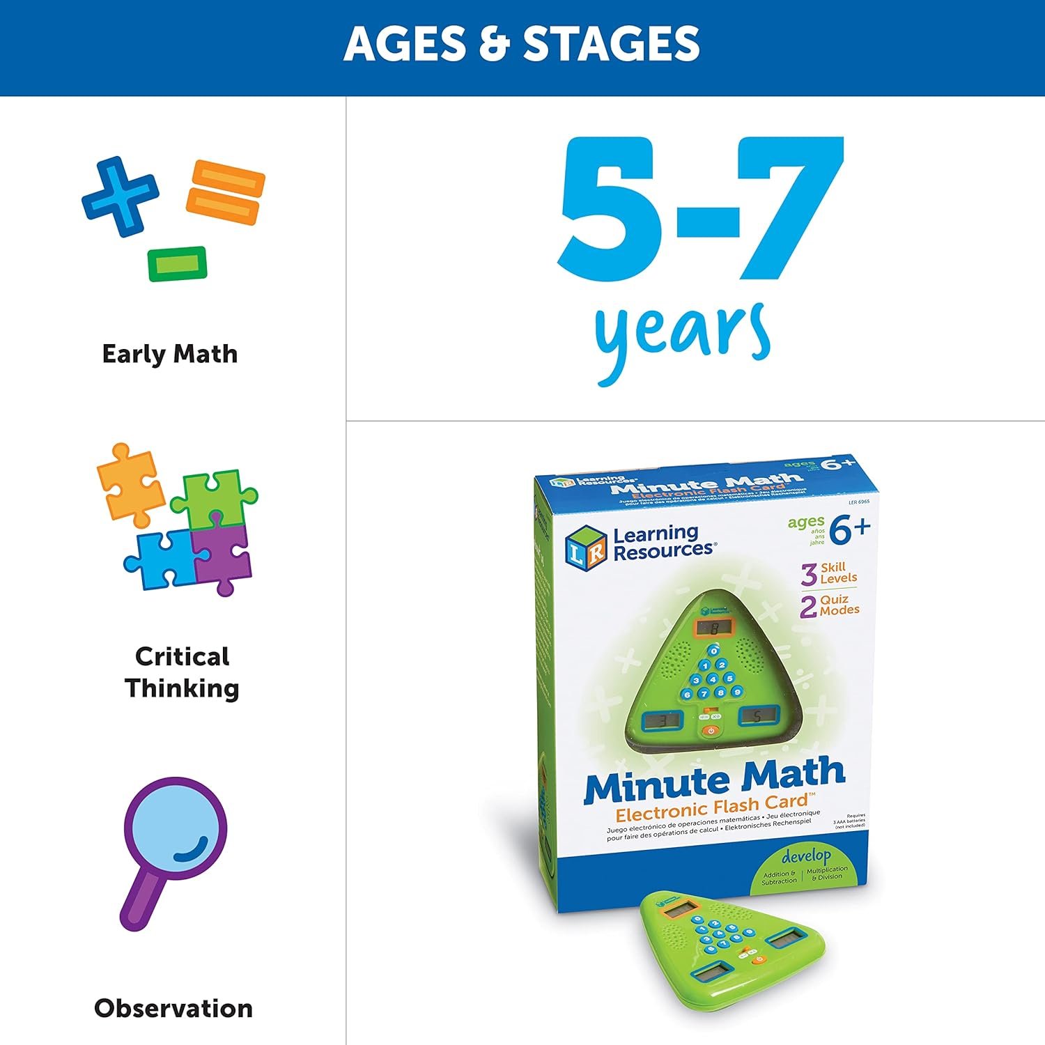 Learning Resources Minute Math Electronic Flash Card - Classroom Must Haves, Homeschool Supplies, Math Manipulatives, Multiplication Chart, Educational Toys for Toddlers, Back to School - Image 6