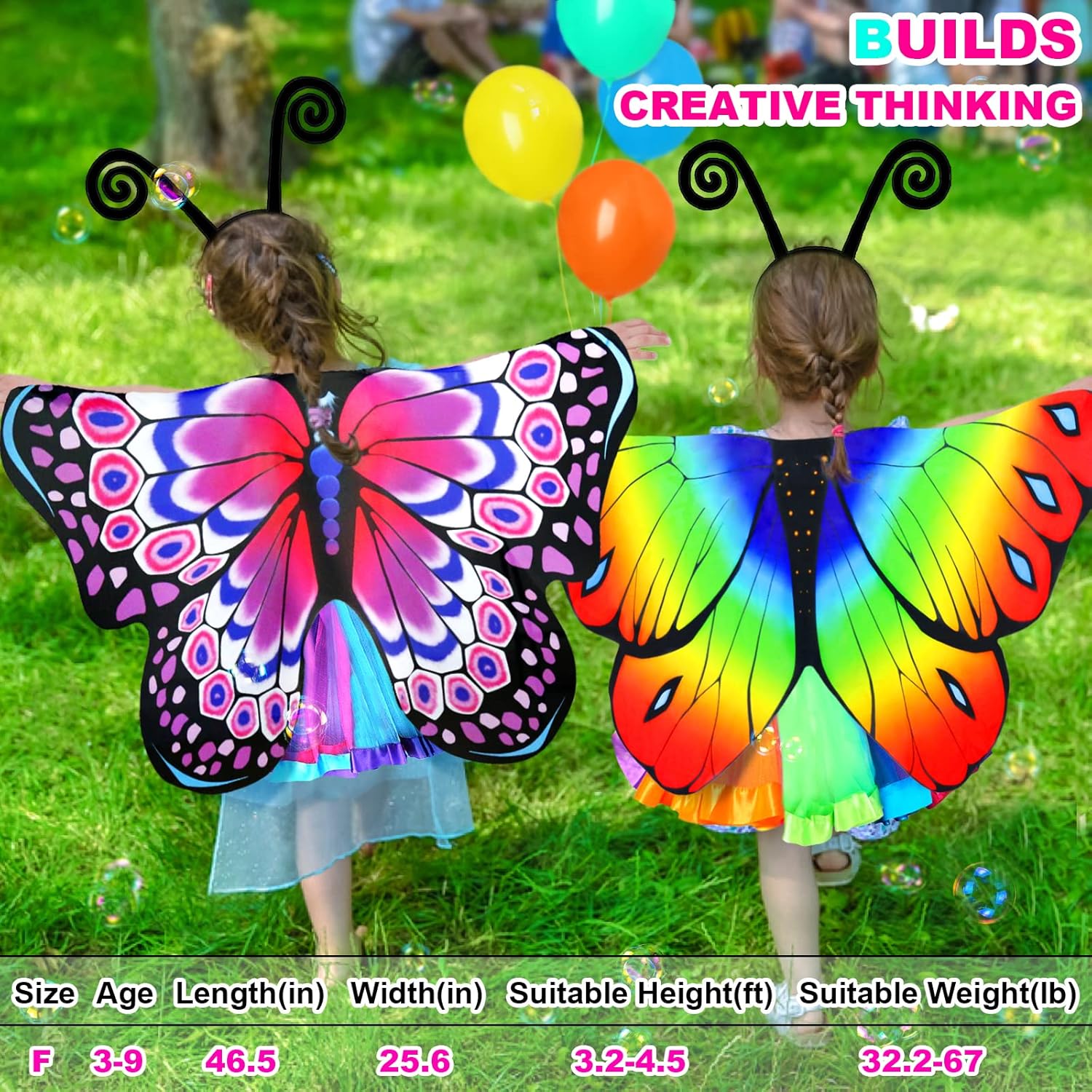 Kids Fairy-Butterfly-Wings-Costume for Girls Toddler Dress-Up Clothes Tutu Antenna Mask Halloween Gifts Party Toys - Image 2