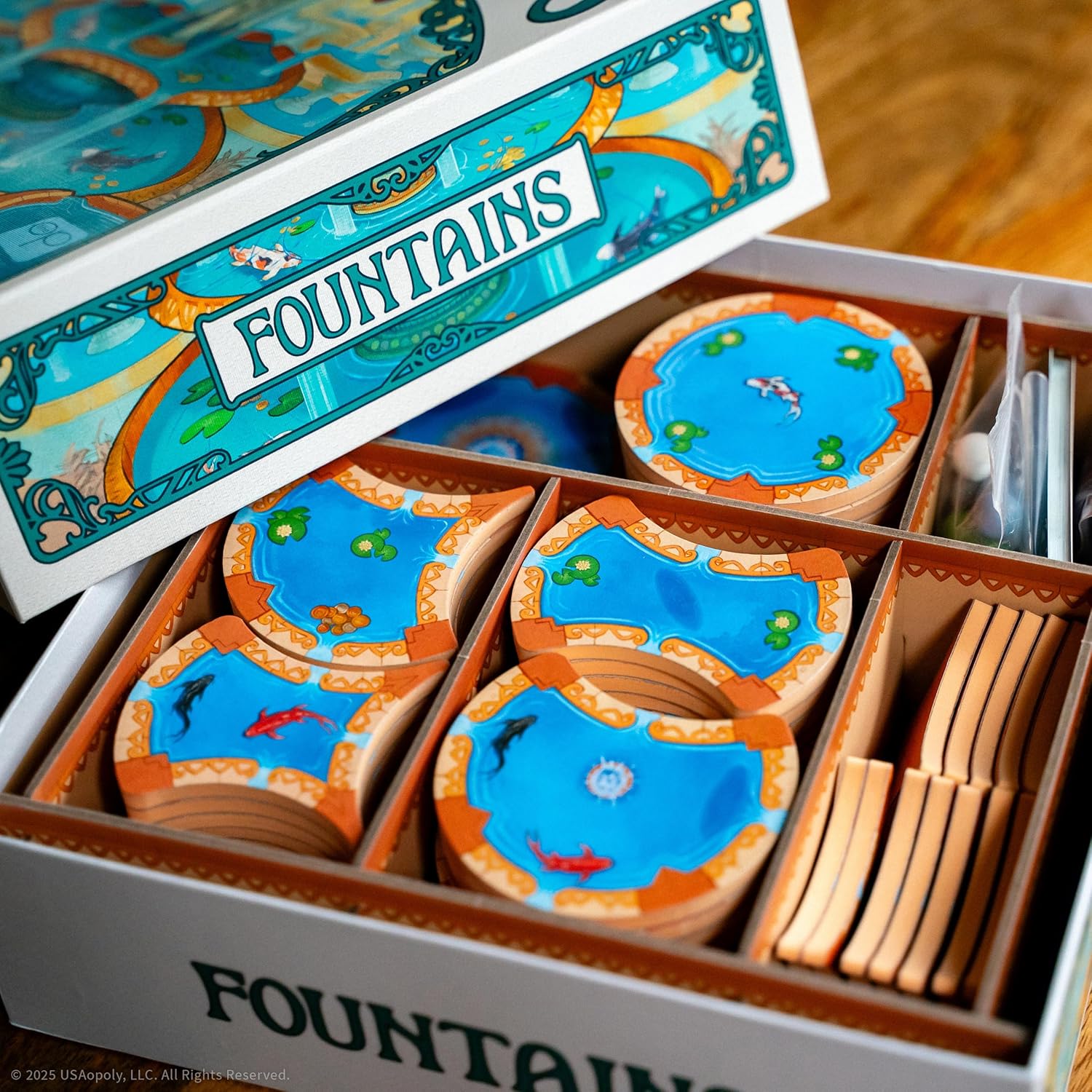 Fountains Board Game, Competitive Tile-Laying Strategy Game, Stunning Art Nouveau Aesthetic, 1-5 Players, Unique 3D Stacking & Drafting, Family & Gamer-Friendly, Ages 10+, 30-45+ Min Play Time - Image 9