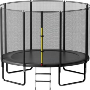 Trampoline Outdoor 12FT 14FT, Recreational Trampolines with Enclosure and Ladder, Anti-Rust Trampolines for Kids and Adults, ASTM Approval