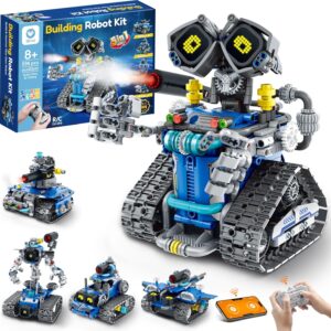 Sillbird STEM Robot Building Kit with Remote Control Gifts for Boys Ages 8-14, Buildable 5in1 Robotics Coding Toy for Kids Birthday with 596 Pieces